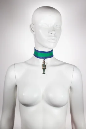 AMPHITRITE thick choker size S (Blue/Green)