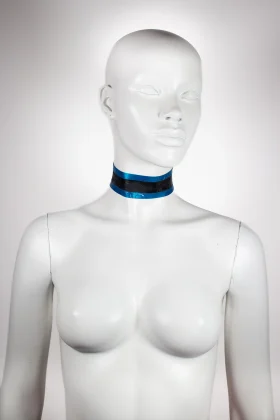 SKULLITA thick choker size S (blue trims)